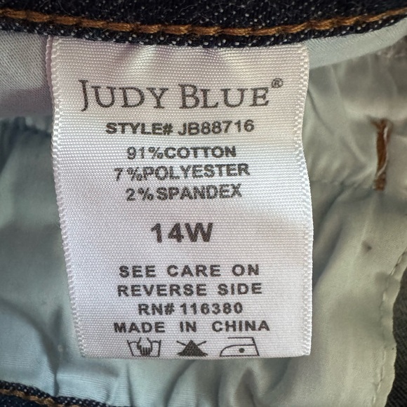 JUDY BLUE "OFFICE DRAMA" WIDE LEG CROP TUMMY CONTROL JEANS 14 W - Picture 8 of 8